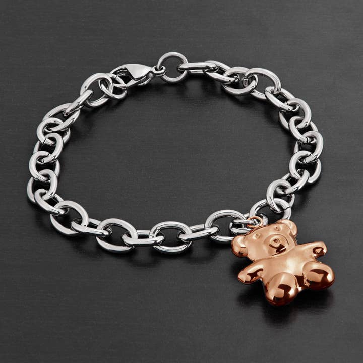 West Coast Jewelry - Wholesale Charm/Dangle Bracelet - Women's Stainless Steel Bear Charm Bracelet