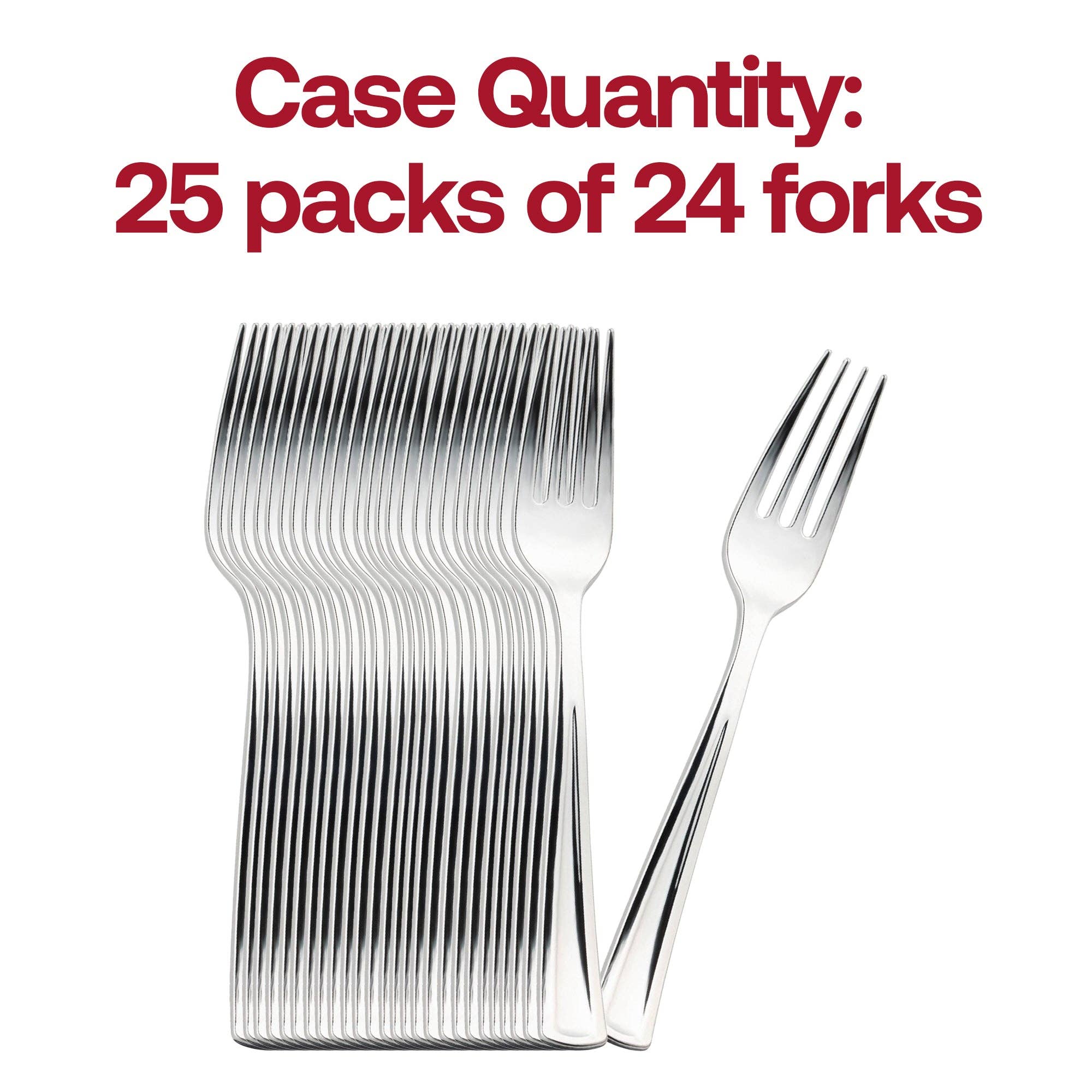 Smarty had a Party - Wholesale Disposable Servingware Set - Shiny Metallic Silver Plastic Forks - 24 pcs3