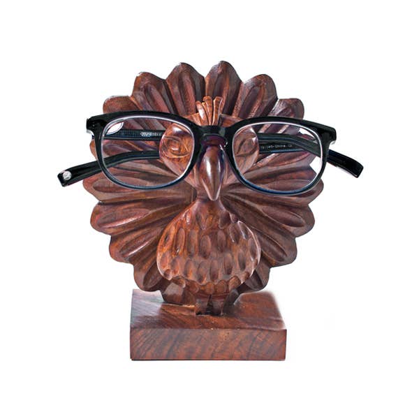 Matr Boomie Fair Trade - Wholesale Eyewear Cases & Holders - Unisex - Peacock Glasses Holder Stand - Handcrafted Wood