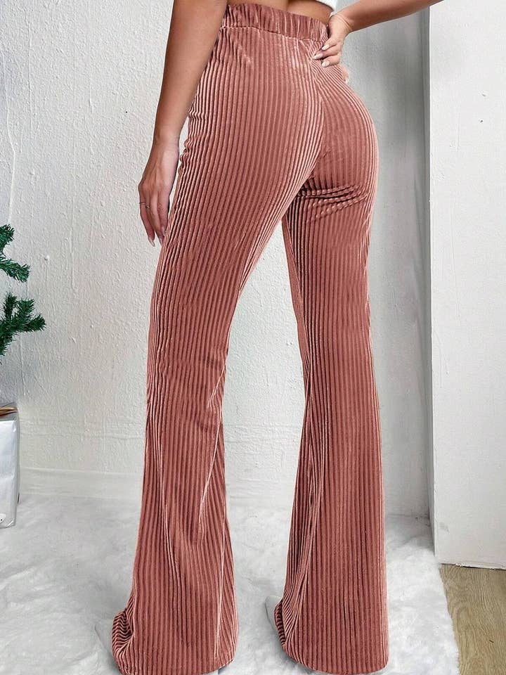 NINEXIS - Wholesale Pants - Women's - CWBLP2056_HIGH WAIST CORDUROY FLARE WIDE LEG SWEATPANTS11