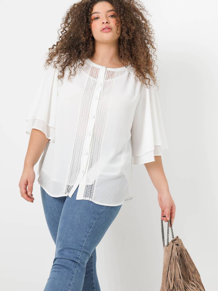 Plain voile shirt with lace (Expedition 5/10 February) for wholesale by Jean-Marc-Philippe