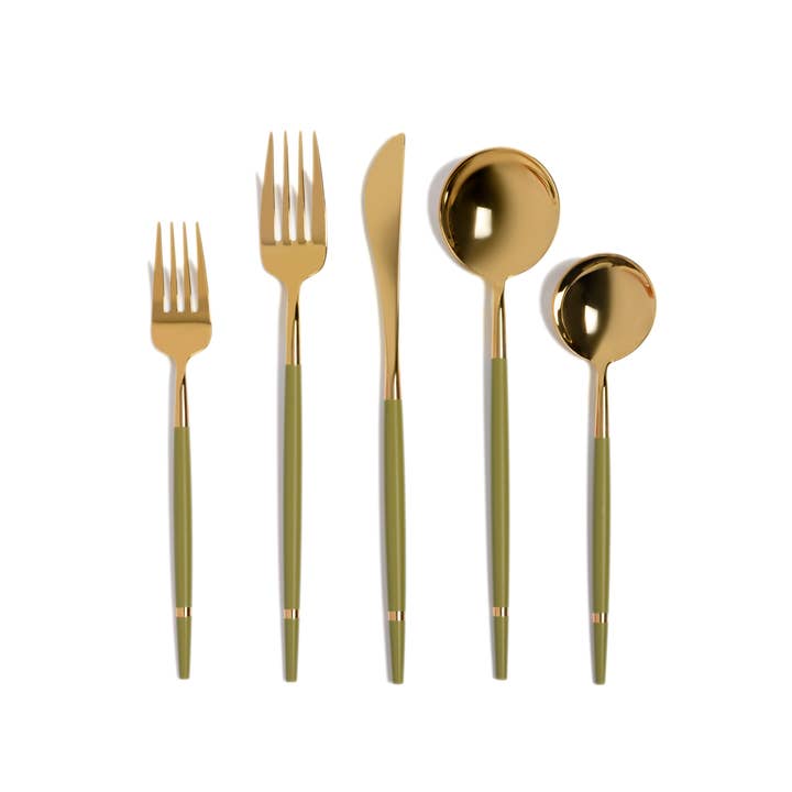 Olive 5 Piece Flatware Set for wholesale by Brooks & Bridges