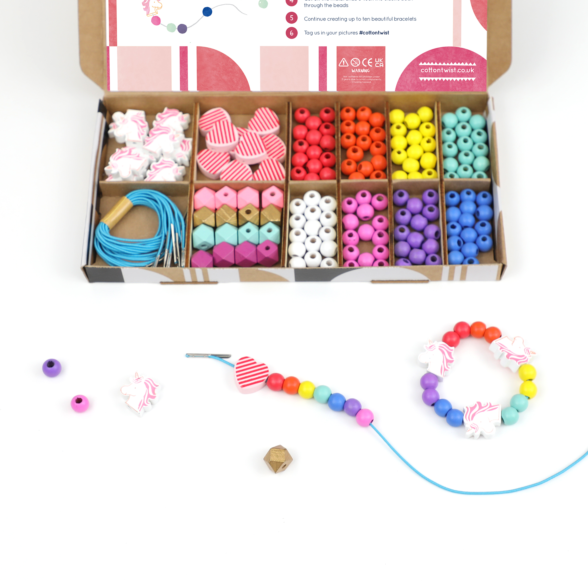 Cotton Twist (USA DUTIES PAID) - Wholesale DIY Jewelry - Kids - Unicorn & Heart Bracelet Making Kit6
