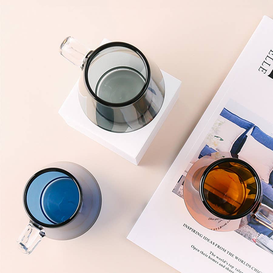 TUTU Home - Wholesale Coffee mug - ”Japanese“ – Blue Geometric Heatproof Glass Mug6