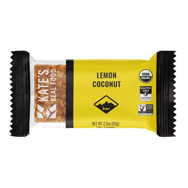 Kate's Real Food Lemon Coconut Oat Bar 2.2oz for wholesale by Righteous Felon Craft Jerky