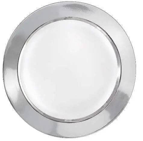 Party Expo, LLC - Wholesale Dinner Plate - 9" White Plate with Solid Silver Hot Stamp