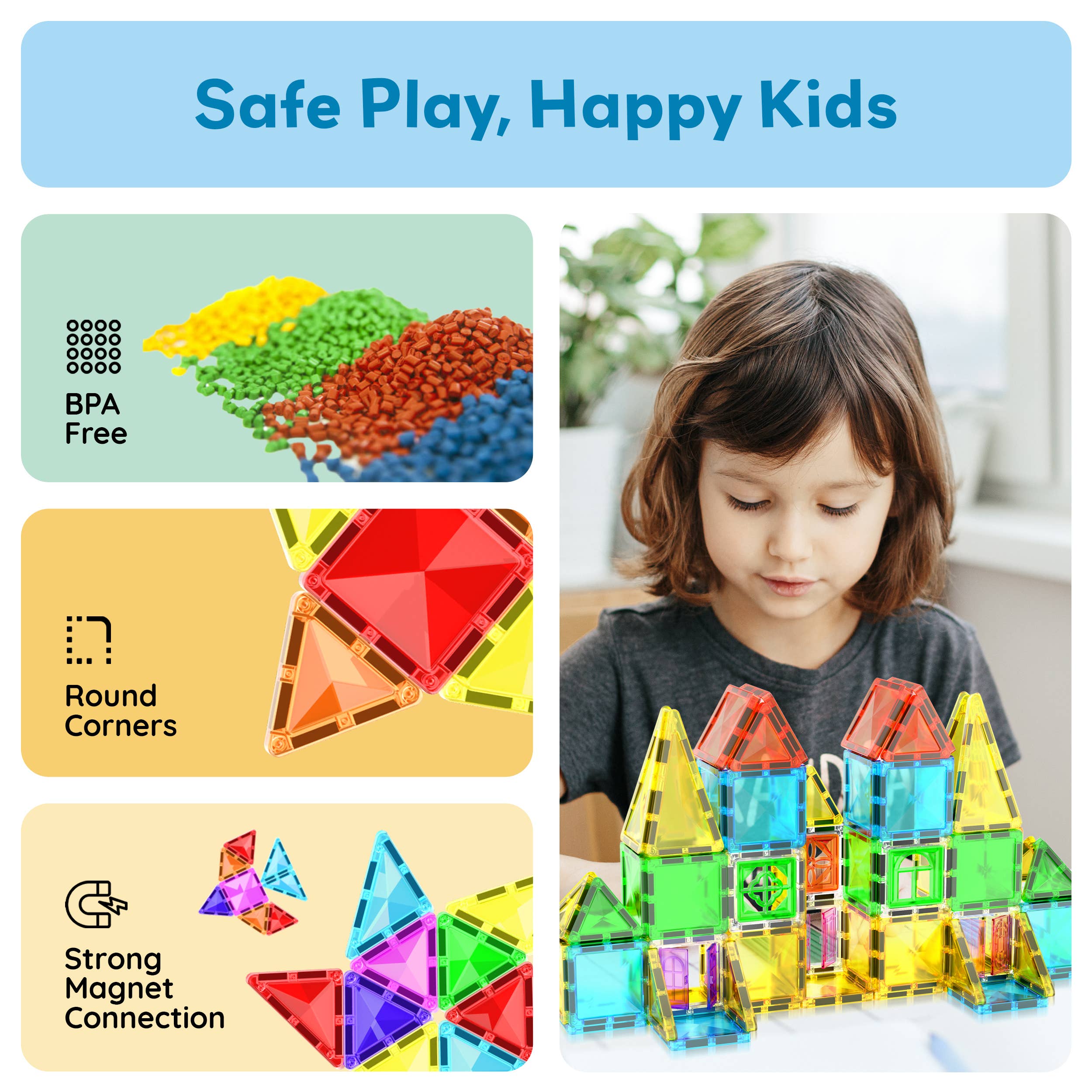 PicassoTiles - Wholesale Toy Set - Kids - PicassoTiles 48 Pieces Travel Size Magnetic Tiles Toy5