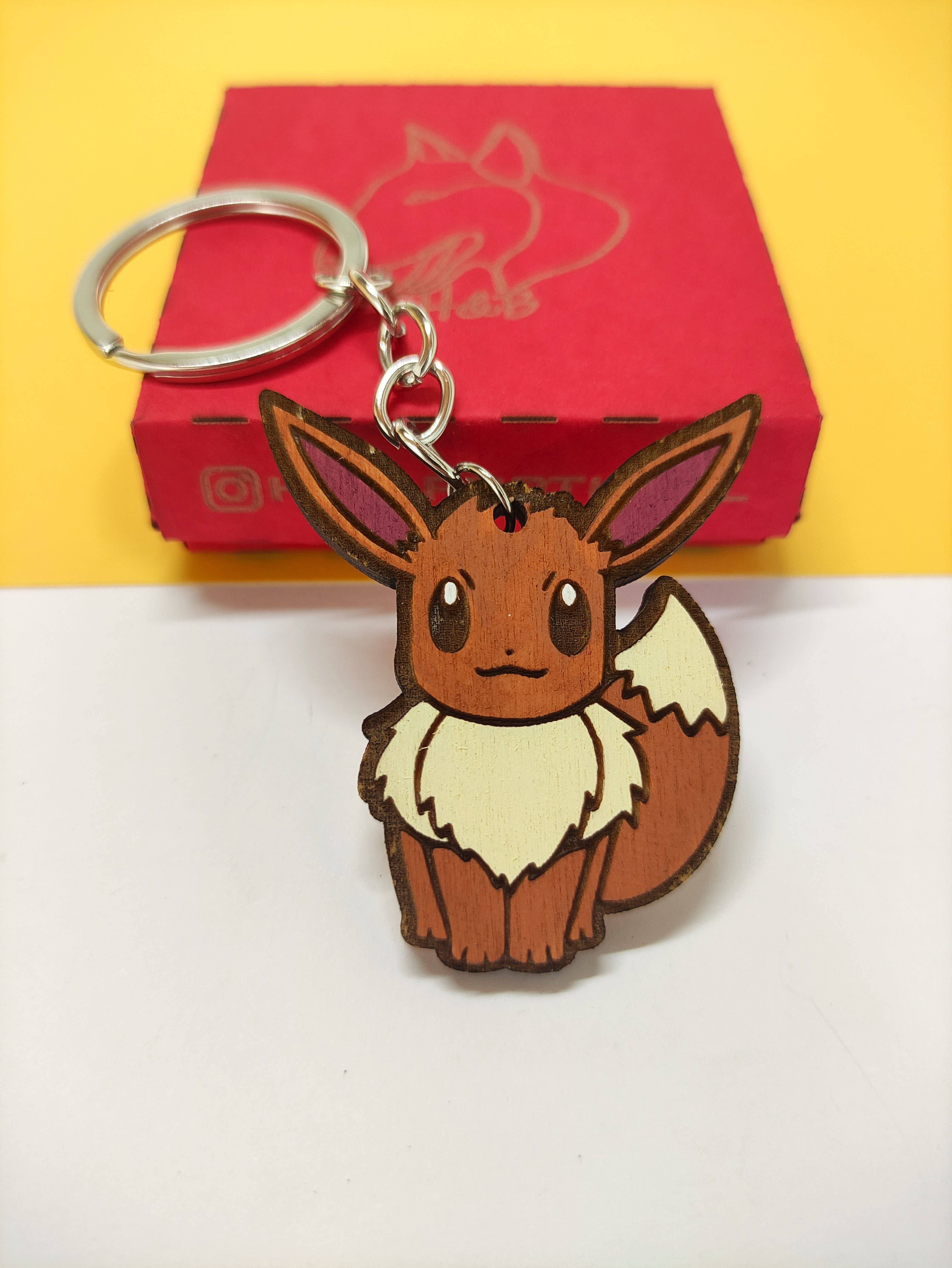 Herbs&Belles - Wholesale Keychain - Unisex - Wooden Eevee Evolutions Pokémon Keychain, Custom Geek Anime1