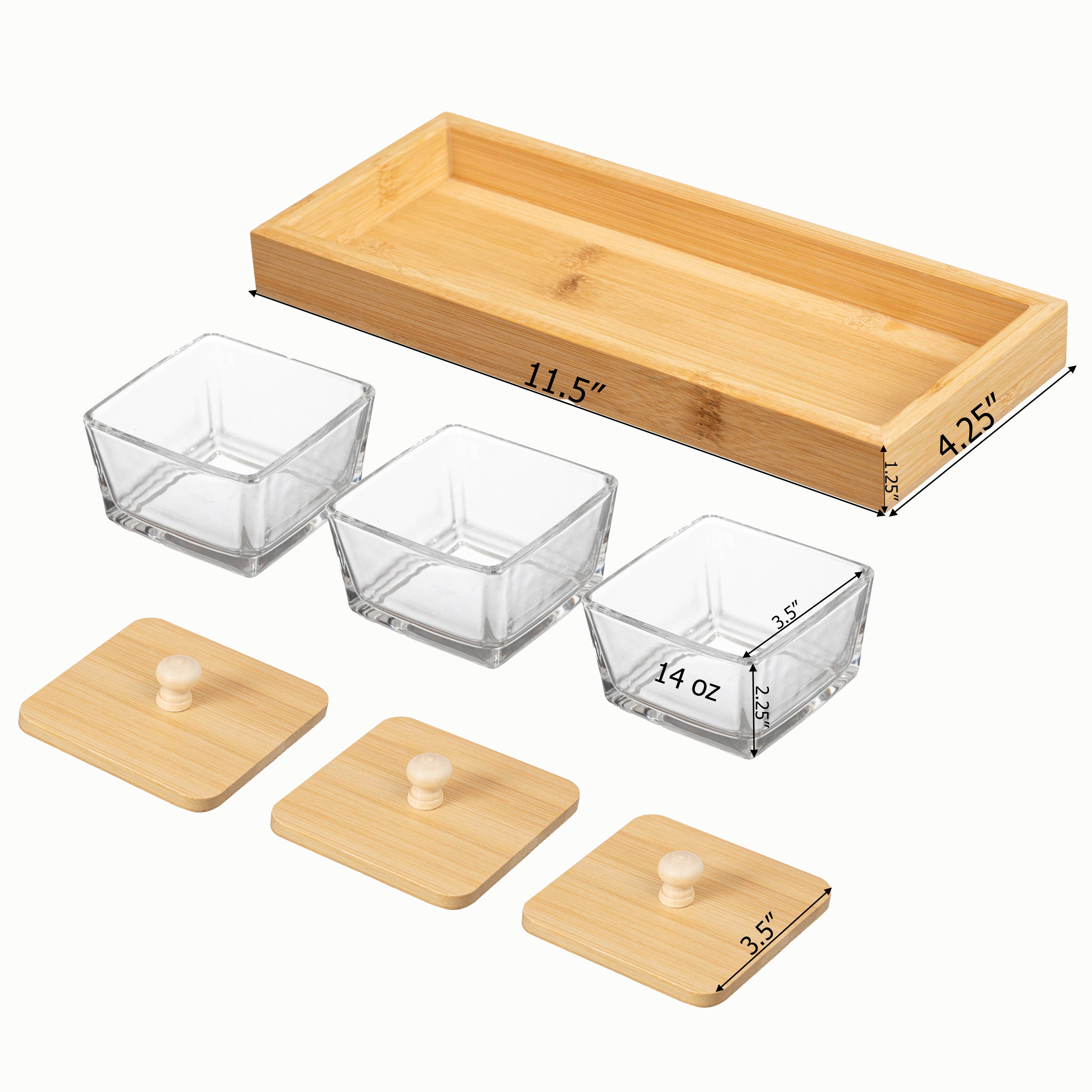 Quickway Imports - Wholesale Kitchen Storage/Organizer - Basicwise Glass Jars with Bamboo Lids and Wooden Tray5