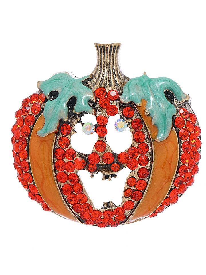 Halloween Pumpkin Alloy Rhinestone Brooch PA5915 for wholesale by Ole