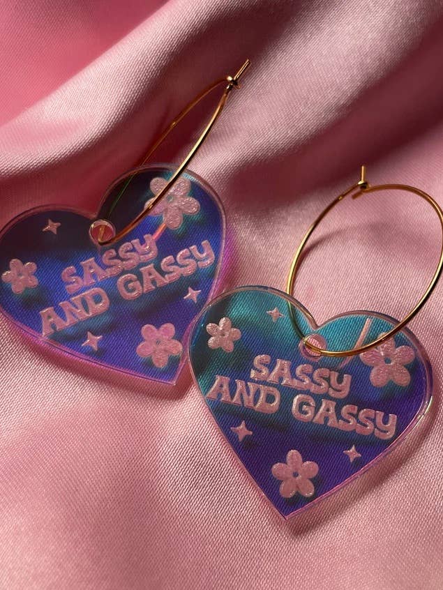 Iridescent Sassy & Gassy Hoop Earrings for wholesale by ShlemonArt