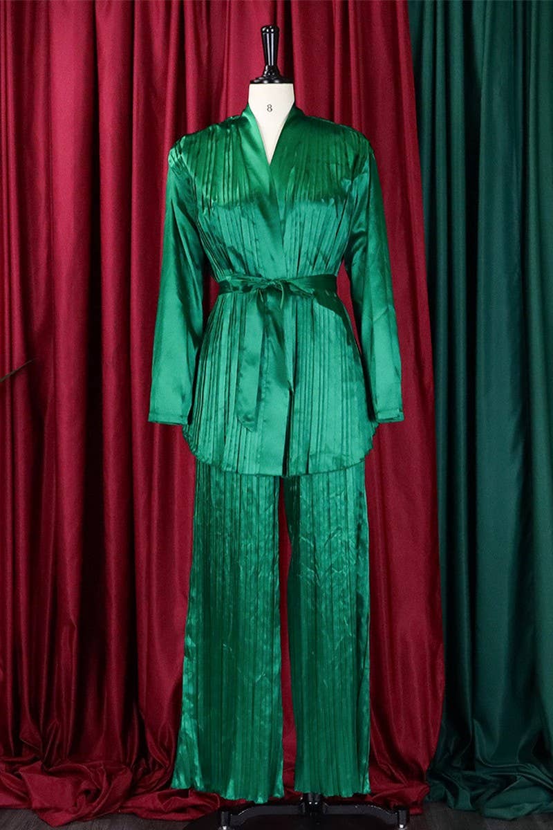 NINEXIS - Wholesale Top & Pant Set (NOT Loungewear) - Women's - CWSTB0523_PLUS SIZE  LACE UP SHIRT  TROUSERS TWO-PIECE SET1