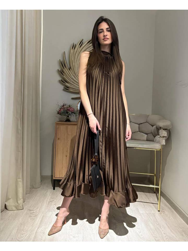 LORIANE - Wholesale Dress - Women's - 7207/61118 Pleated long dress