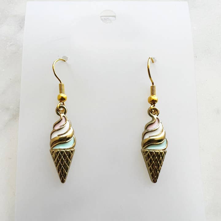 Carmen Miller Jewellery - Wholesale Dangle earrings - Kawaii Enamel Ice Cream Cone Dangle Earrings1
