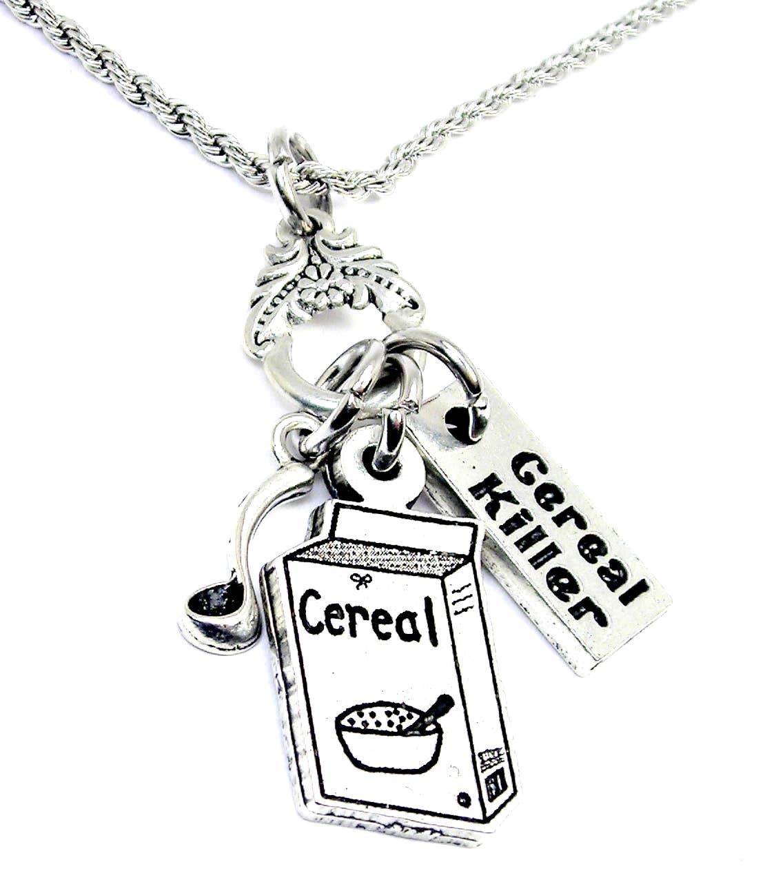 Chubby Chico Charms - Wholesale Pendant/Charm Necklace - Cereal box cereal killer spoon Charm Holder Necklace 2