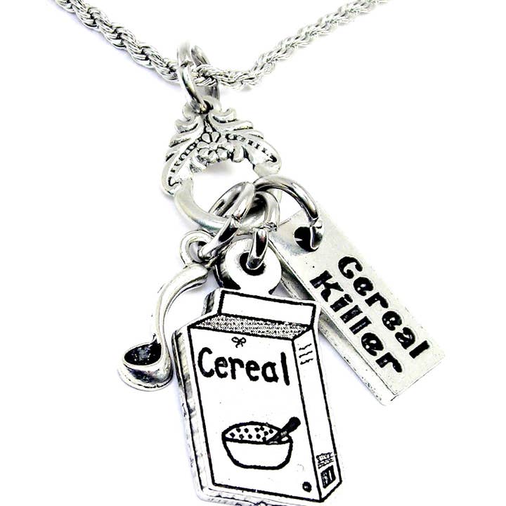 Chubby Chico Charms - Wholesale Pendant/Charm Necklace - Cereal box cereal killer spoon Charm Holder Necklace 2