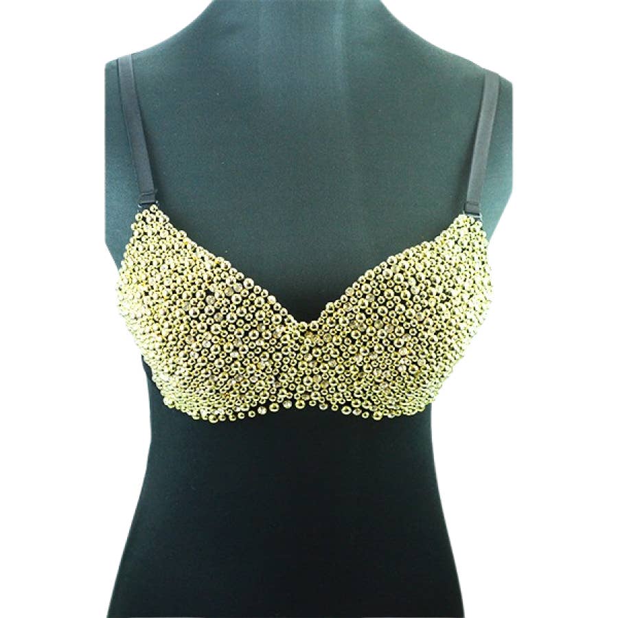 Shiny Rhinestone Halter Neck Fishnet Triangle Clear Bras Top For