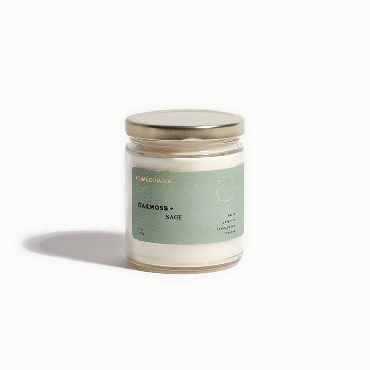 Oakmoss + Sage Soy Wax Candle for wholesale by Homecoming