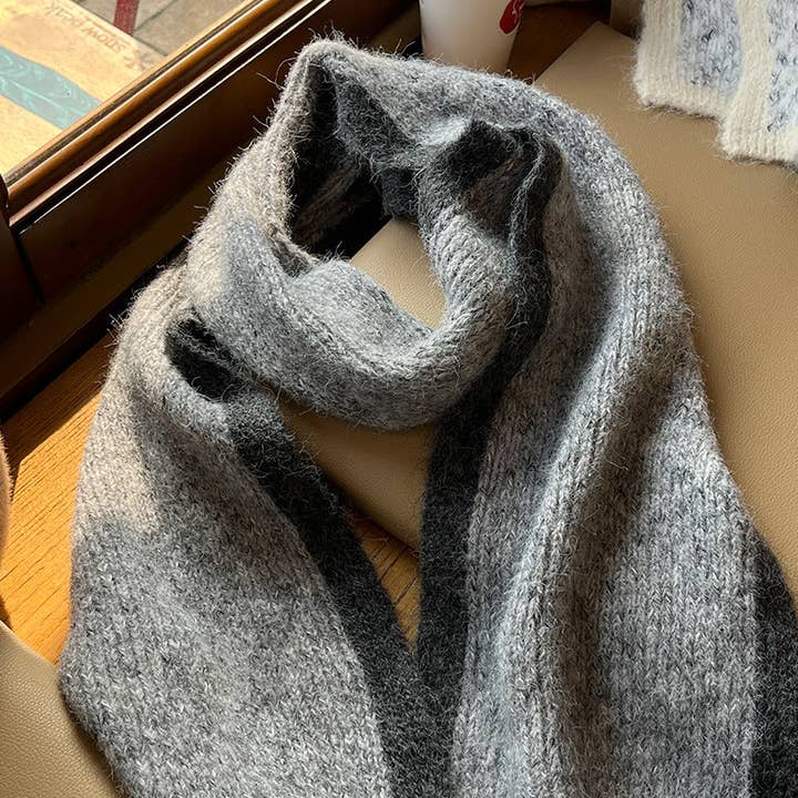 Marayn - Wholesale Scarf – Women's - Chunky Knit Colorblock Mohair Scarf Soft Chic Essential10