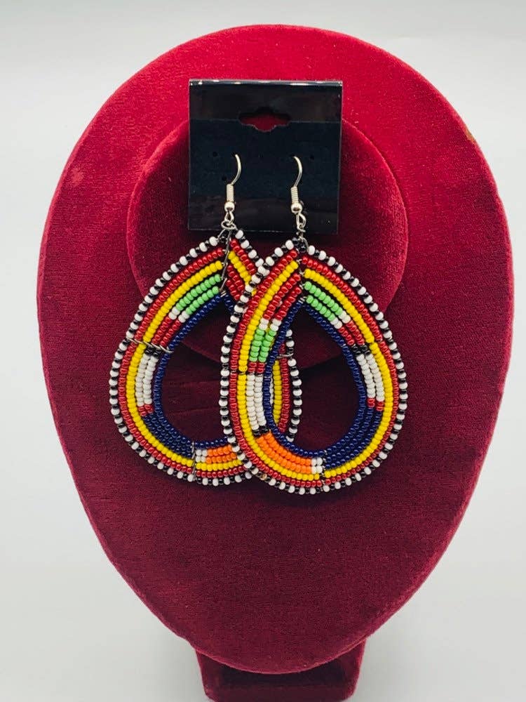 KENYAN SAFARI DESIGNS - Wholesale Dangle Earrings - Masai Beaded Earrings - Big Round Size