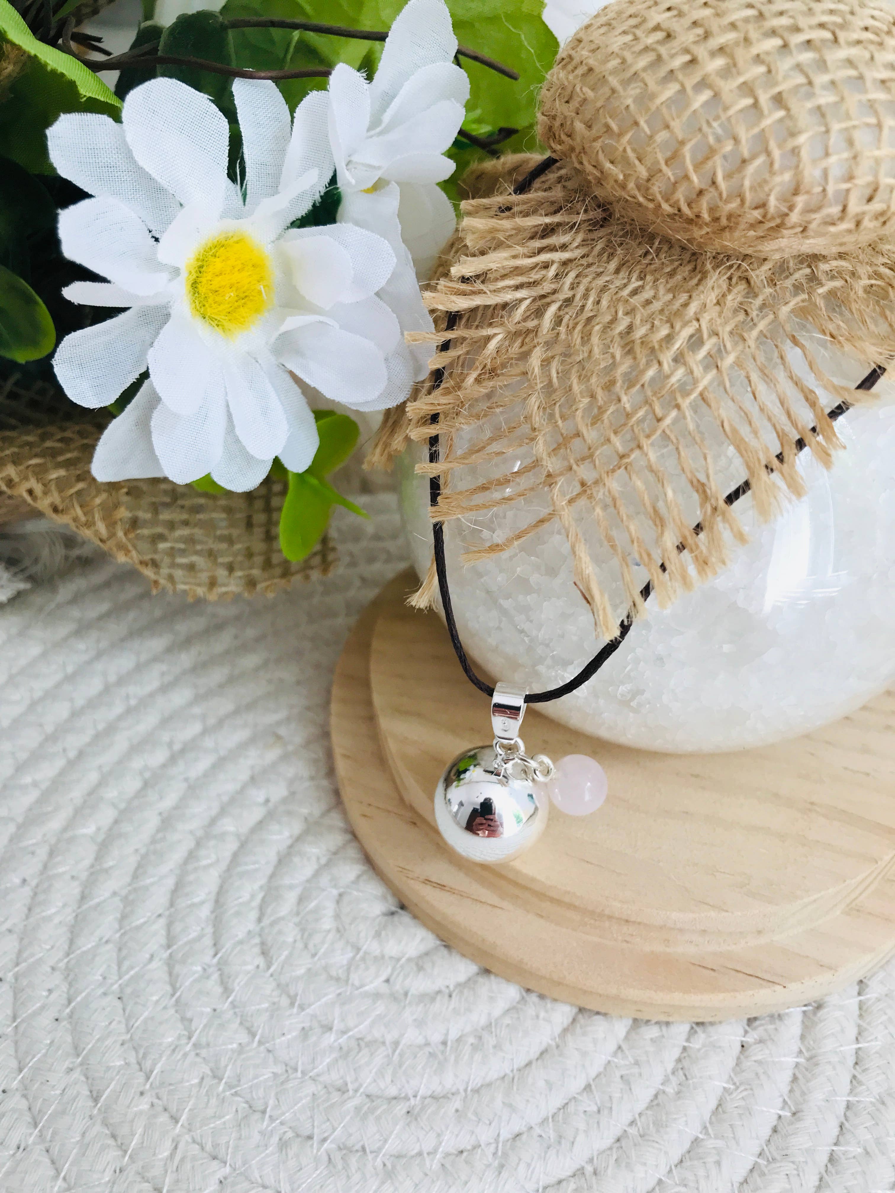 CocoonMe - Vente Colliers à pendentif - Bola de grossesse - Quartz Rose1