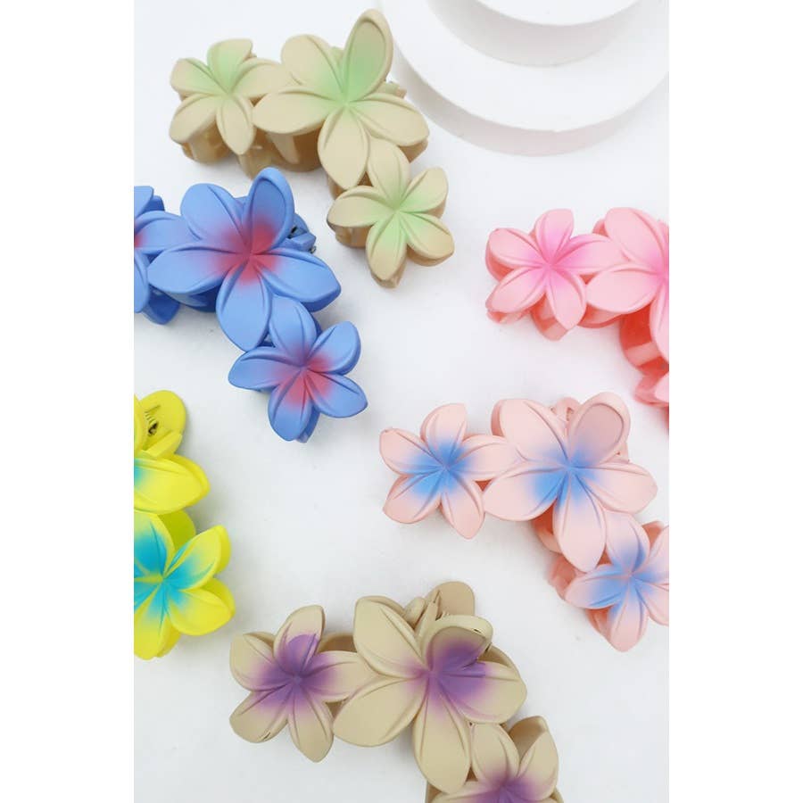 Matte Color Plumeria Flowers Hair Claw for wholesale on Faire3