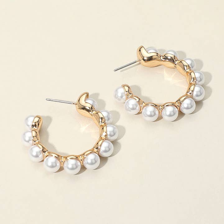 Pearl Studded Hoop Earrings for wholesale by Sensibling Corp.