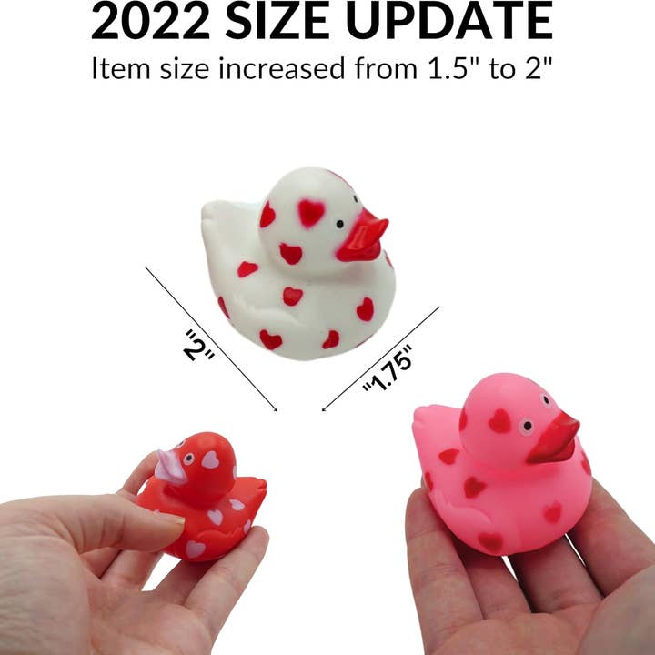 4E's Novelty - Wholesale Party Favor - 24 Valentine's Rubber Ducks - Heart-Themed Party Favors & Classroom Gifts