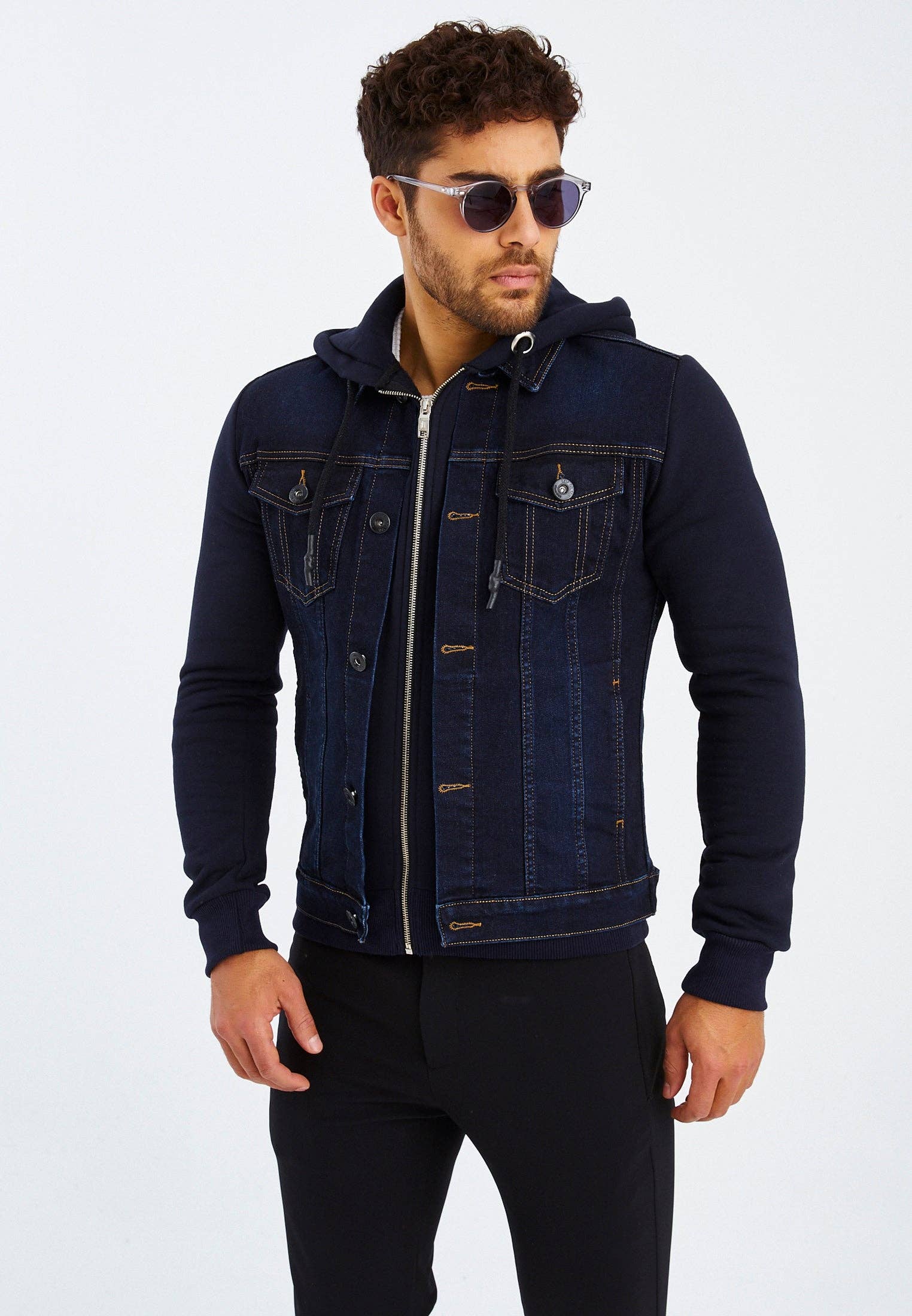 Leif Nelson GmbH - Wholesale Jacket - Men's - Men's Denim Jacket Hood LN-57578