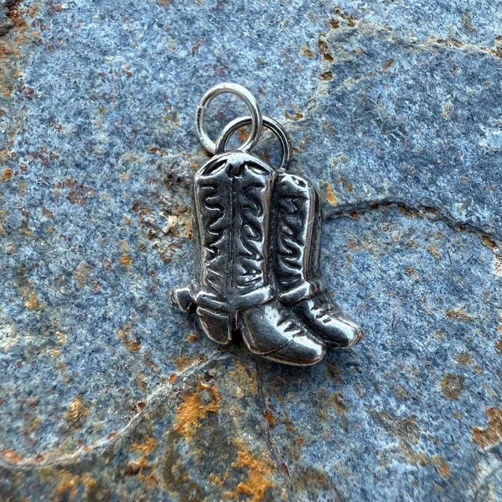 Silver Western Cowboy Boots Pendant for wholesale by Wild Mountain Silver