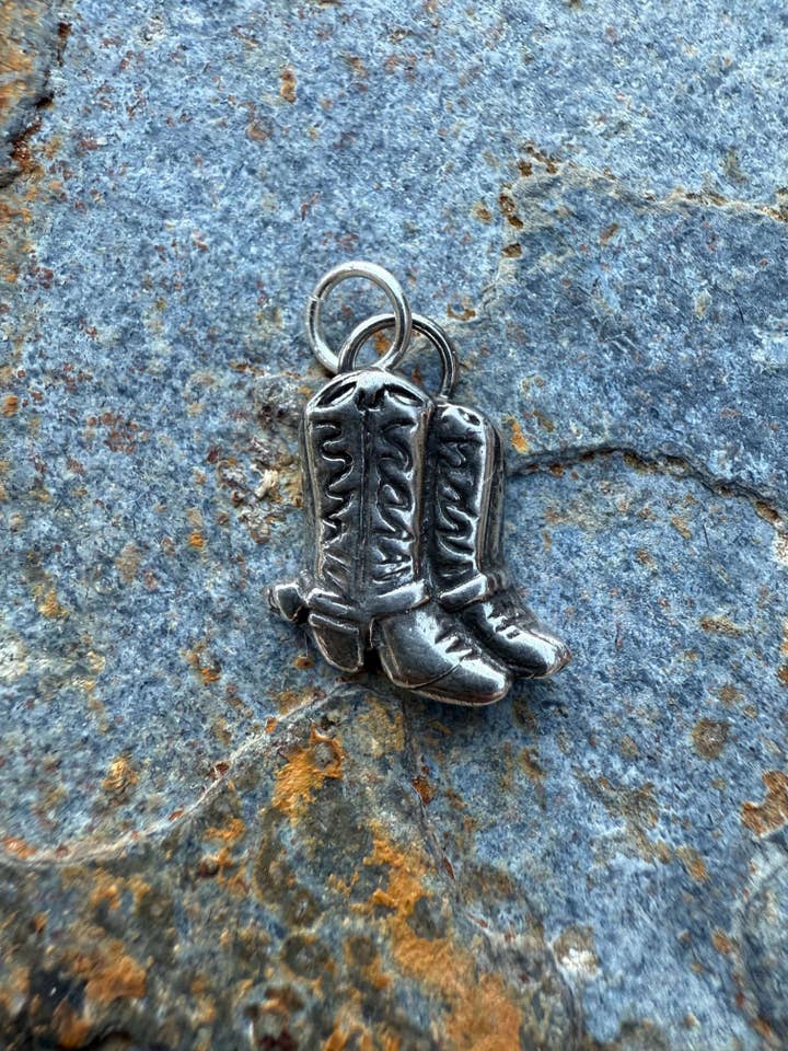 Silver Western Cowboy Boots Pendant for wholesale by Wild Mountain Soul Designs