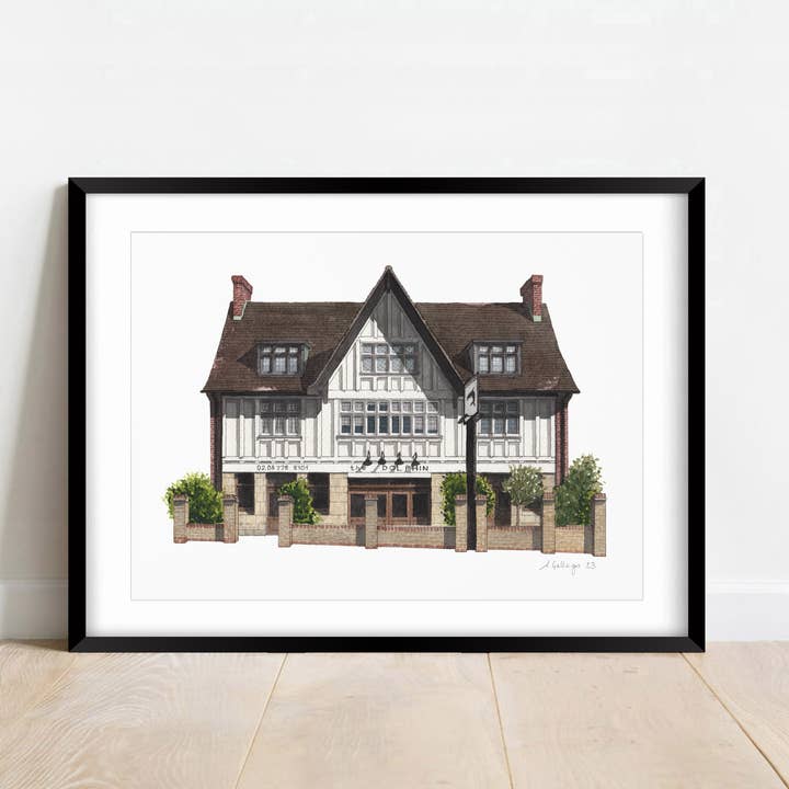 Sydenham - The Dolphin pub - Giclée Print (unframed) for wholesale by Ana Gallego Illustrations