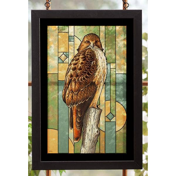 Redtail Hawk 14"x20" Framed Glass Wall Decor for wholesale by Art Brand Studios