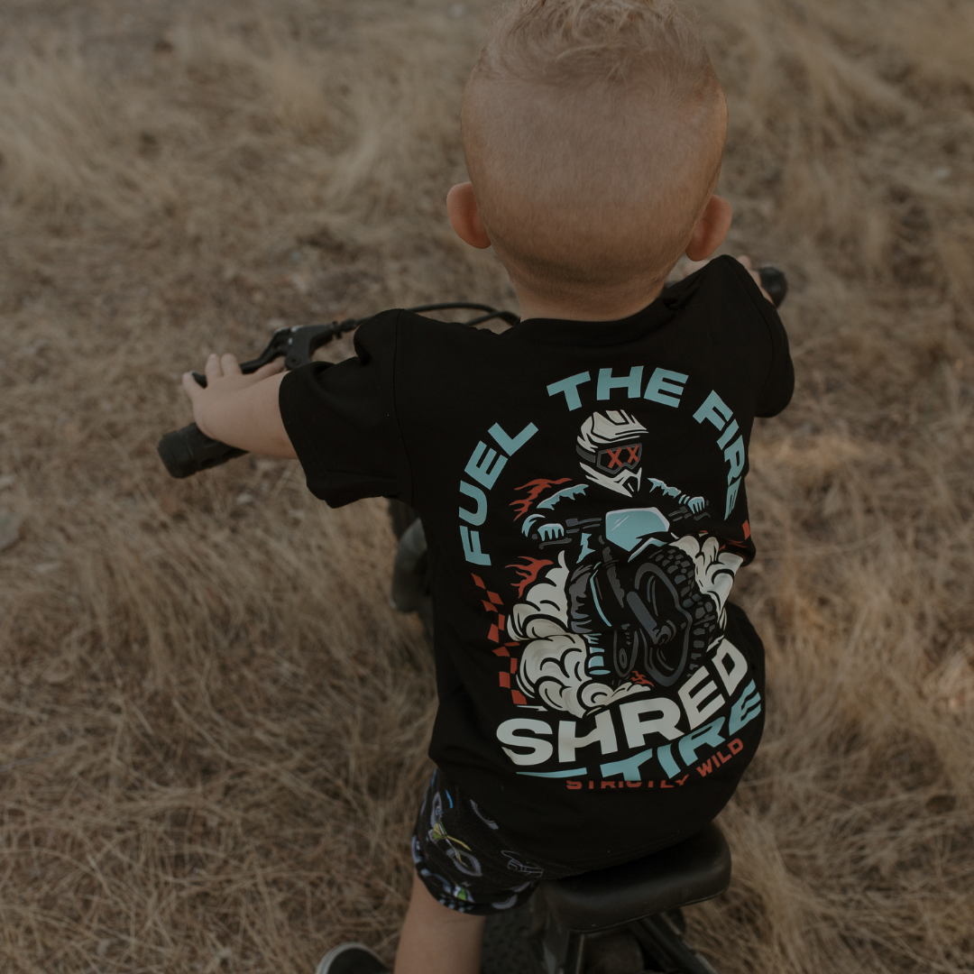 Strictly Wild - Wholesale Screen Printed T-Shirt - Kids - Fuel The Fire Shred The Tire T-Shirt2