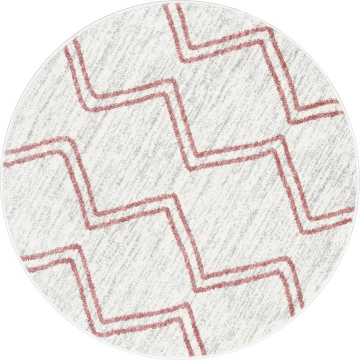 Well Woven - Wholesale Vloerkleed - Kinderen en baby - Reeve Modern Chevron zig-Zag roze ivoorkleurig kindertapijt12