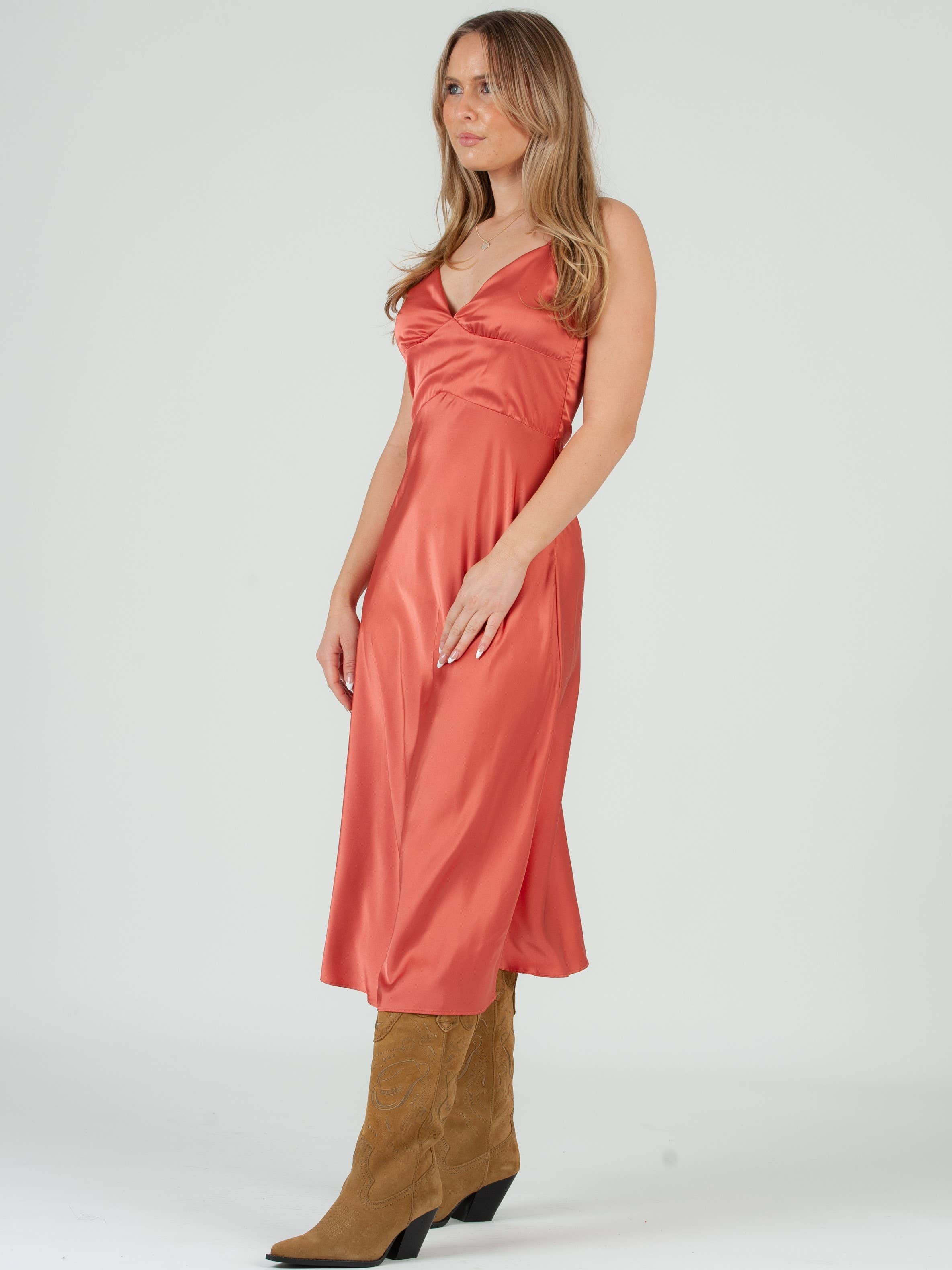 Lucca Couture - Vente Robe – femme - Robe nuisette midi en satin Pré-automne8