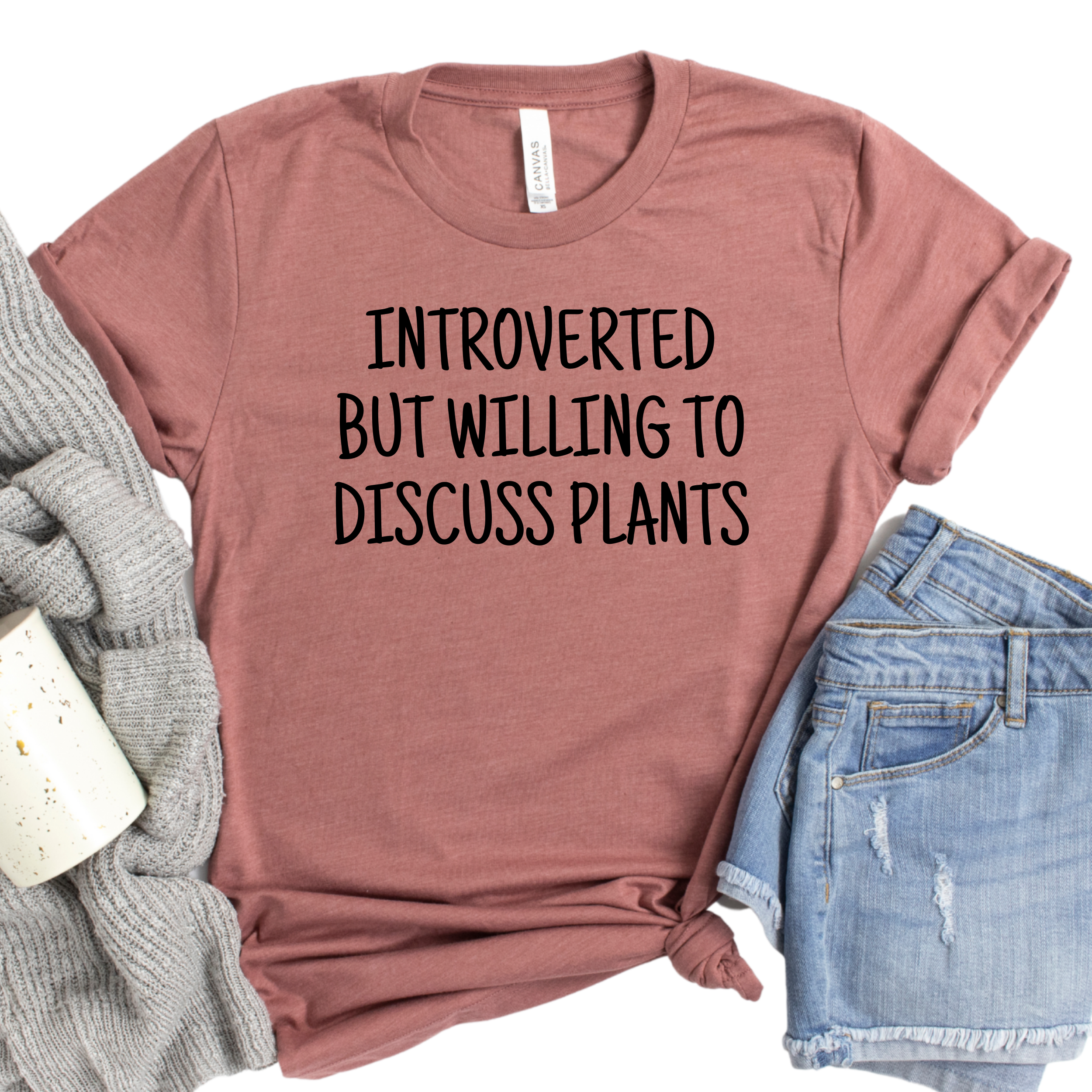 Epic Life  - Designed – wholesale Screen printed t-shirt – Women′s – Introverted But Willing to Discuss Plants Shirt - Funny Plant Lover Tee - Introvert Humor Gift - Gardening Graphic T-Shirt for Women0