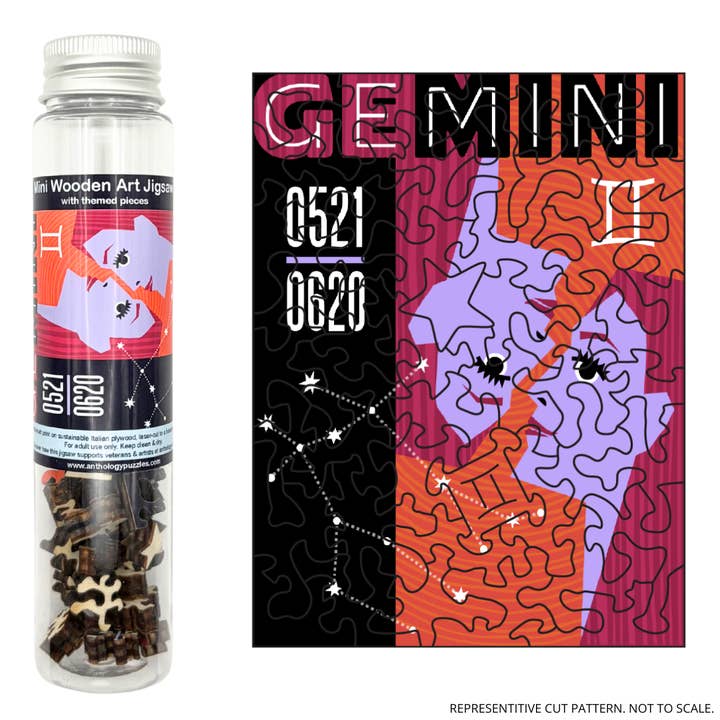Zodiac Gemini - Mini Wooden Jigsaw for wholesale by Anthology Puzzles