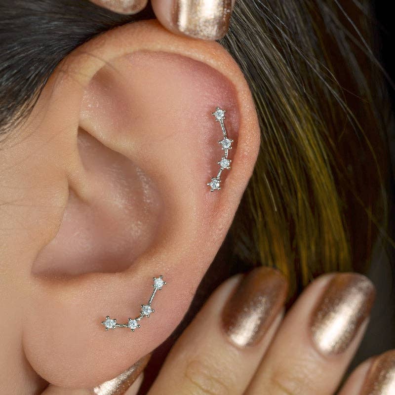 StockJWL - Wholesale Stud/Post Earrings - 12 Zodiac Earrings, Constellation Stud Earring Stud Piercing Tragus Helix Lobe and Cartilage Silver And Gold66