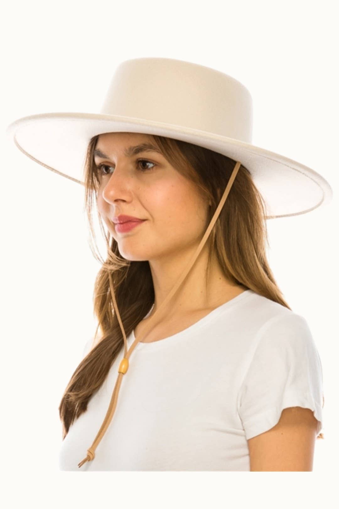 Olive & Pique - Wholesale Boater Hat - Women's - Wide Brim Bolero Boater Hat with Chin Cord, Vegan Felt3