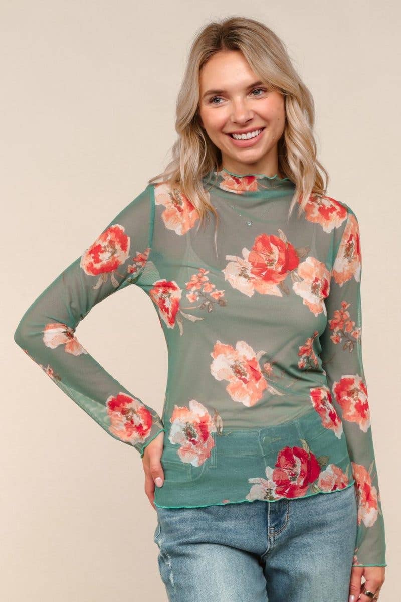 Vanilla Monkey - Vente Chemisier – femme - Haut à col montant semi-transparent avec ourlet ondulé à volants2