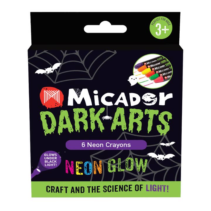 MacPherson's - Wholesale Crayons - Kids & Baby - Micador Dark Arts, Neon Glow Crayons Pack, 6-Crayon Set