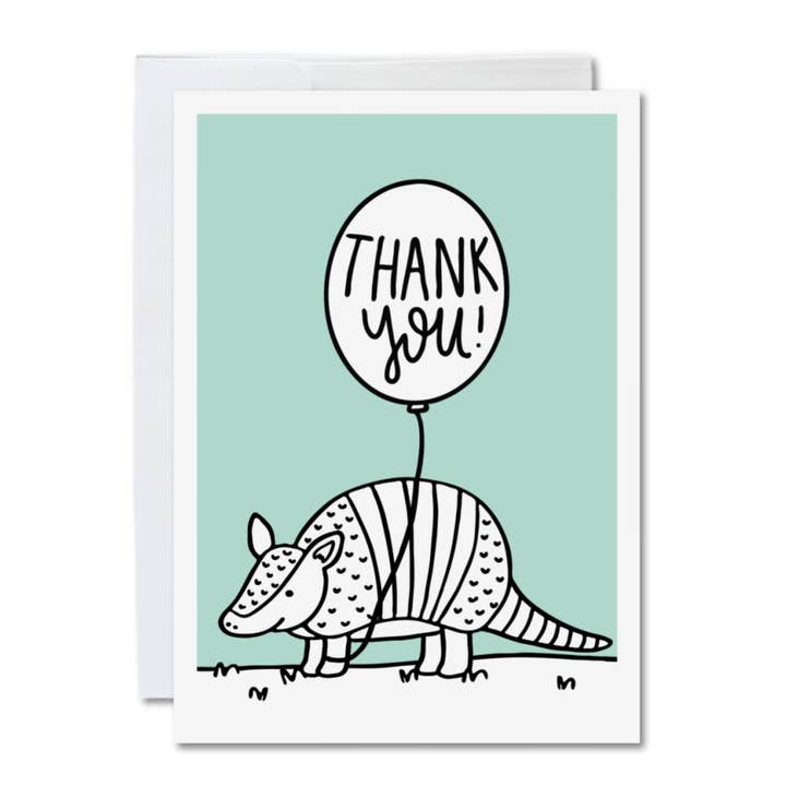 Color-In Thank You Card – Armadillo & Balloon for wholesale by Calamari Inc.