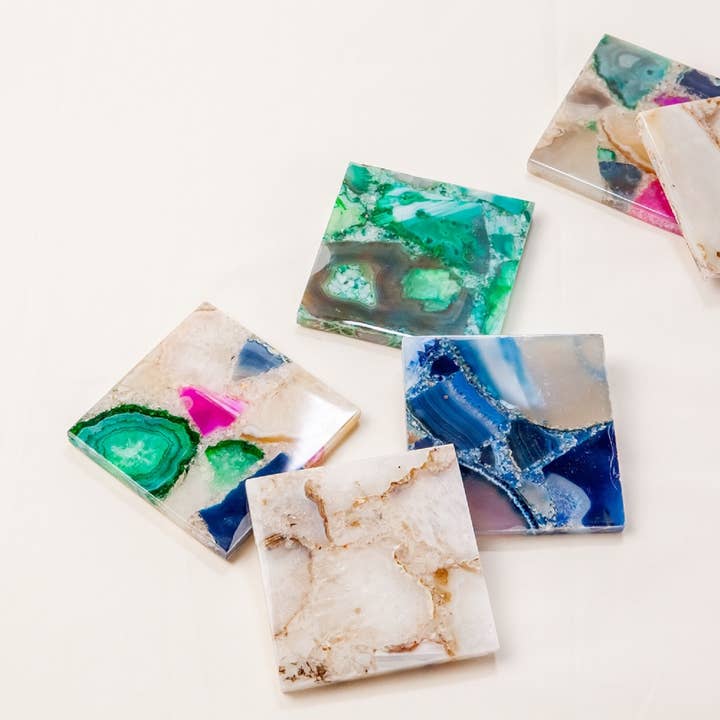 BIDKhome - Wholesale Coasters - Set of 4 White Agate Coasters5