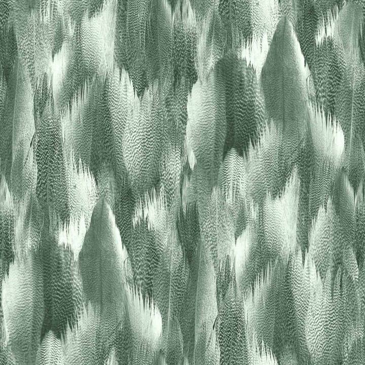 Natural Feathers Silver Green Wallpaper for wholesale by Mineheart