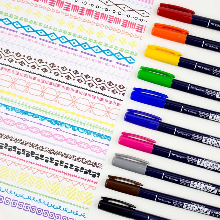 Tombow - Wholesale Pen - Fudenosuke Colors Calligraphy Brush Pens - 10-Pack6