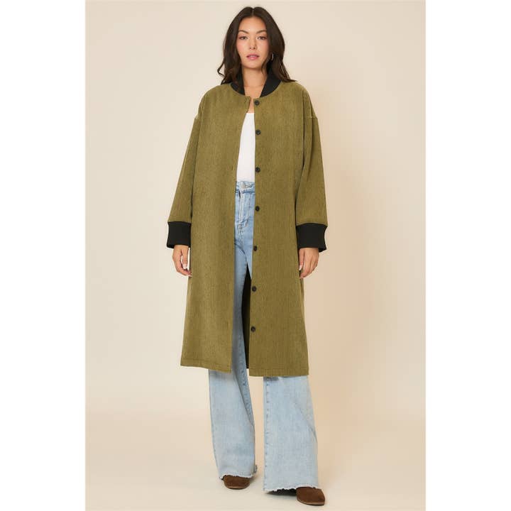 Cozy Casual, Inc. - Wholesale Coat - Women's - Corduroy Button Up Long Coat 2