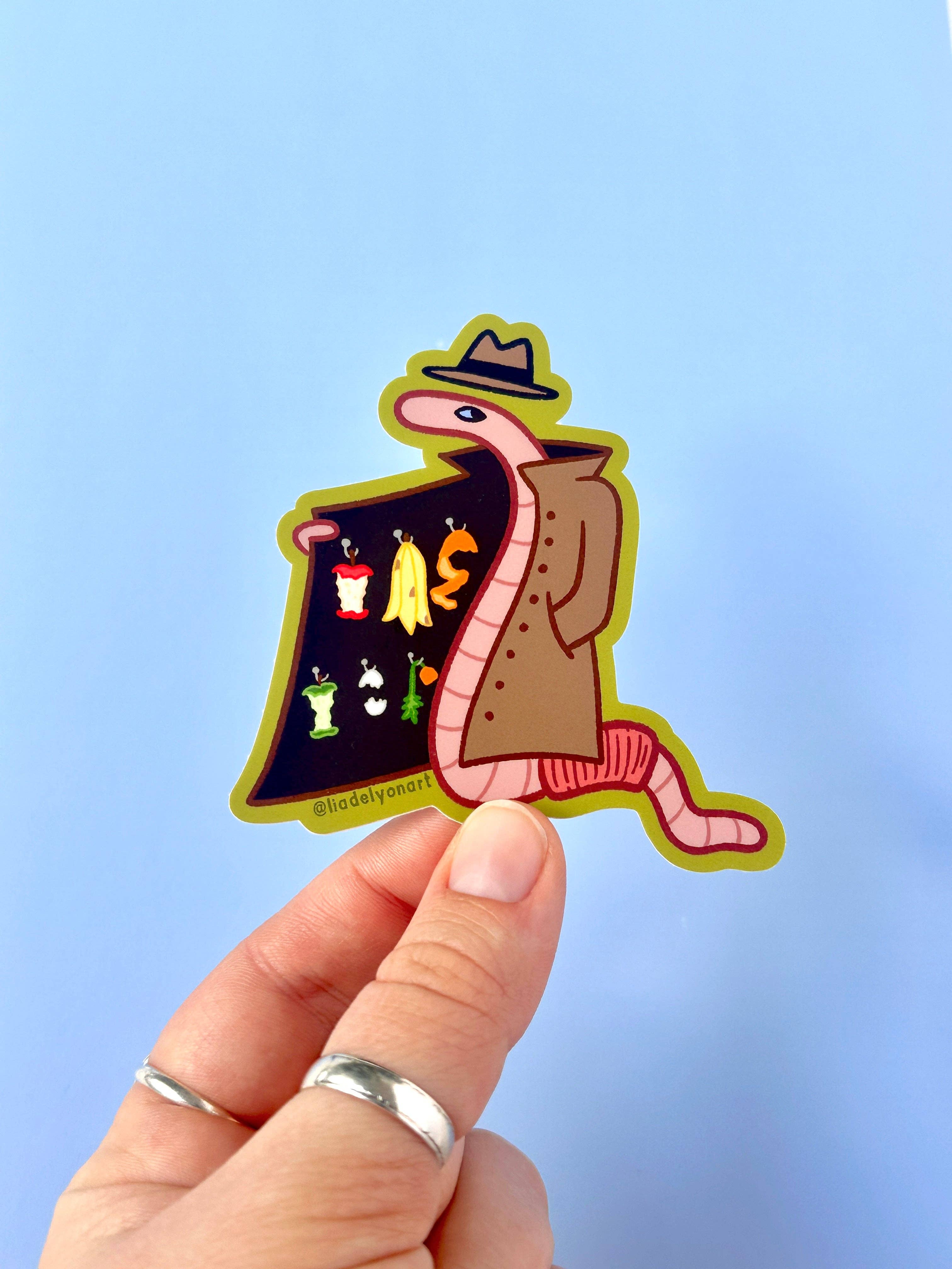 liadelyonart - Wholesale Sticker - Shady Worm Vinyl Sticker, 3x3 in.8