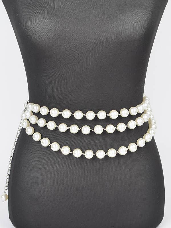 Multi Layered Pearl Chain Belt for wholesale by Shop Neighbors