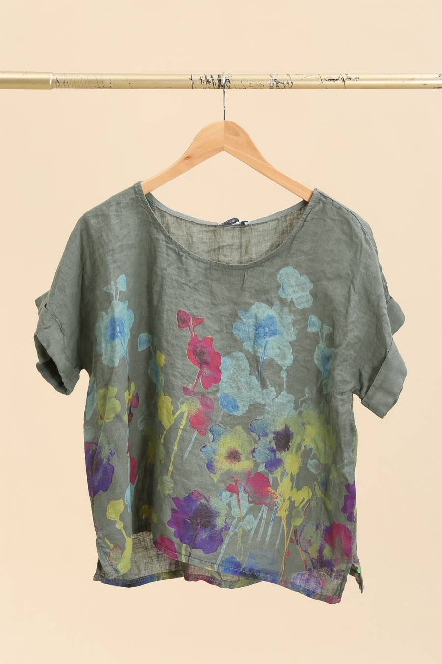 la maison des fibres naturelles – wholesale T-shirt – women's – Round neck printed linen T-shirt 23310 100% LINEN3